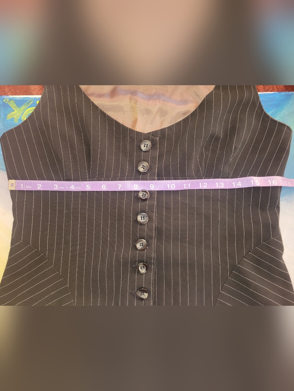 Ruffled White Lolita Lace Trimmed Blouse Layered Under Pinstripe Vest - Picture 10 of 15